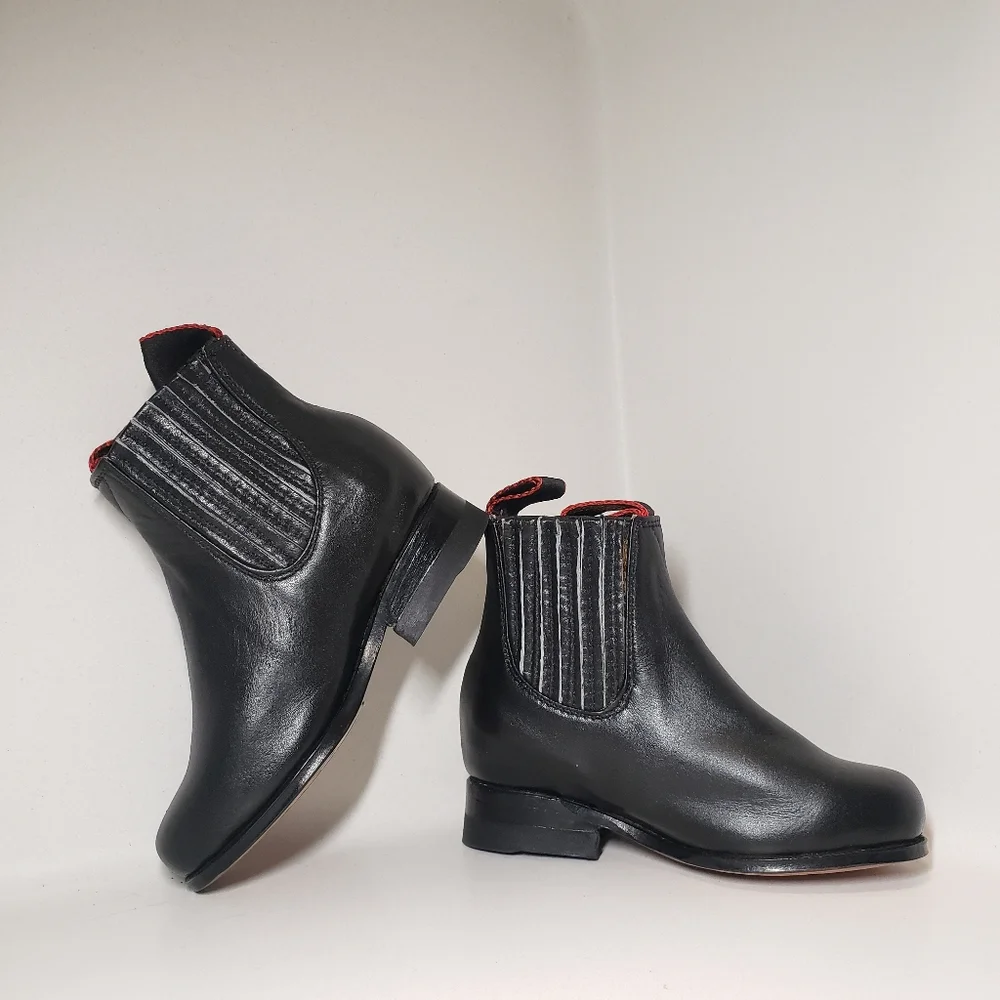 Boys Size 4.5 Boots Charro Boot Black 100% Leather Mariachi Western Diegos Boots
